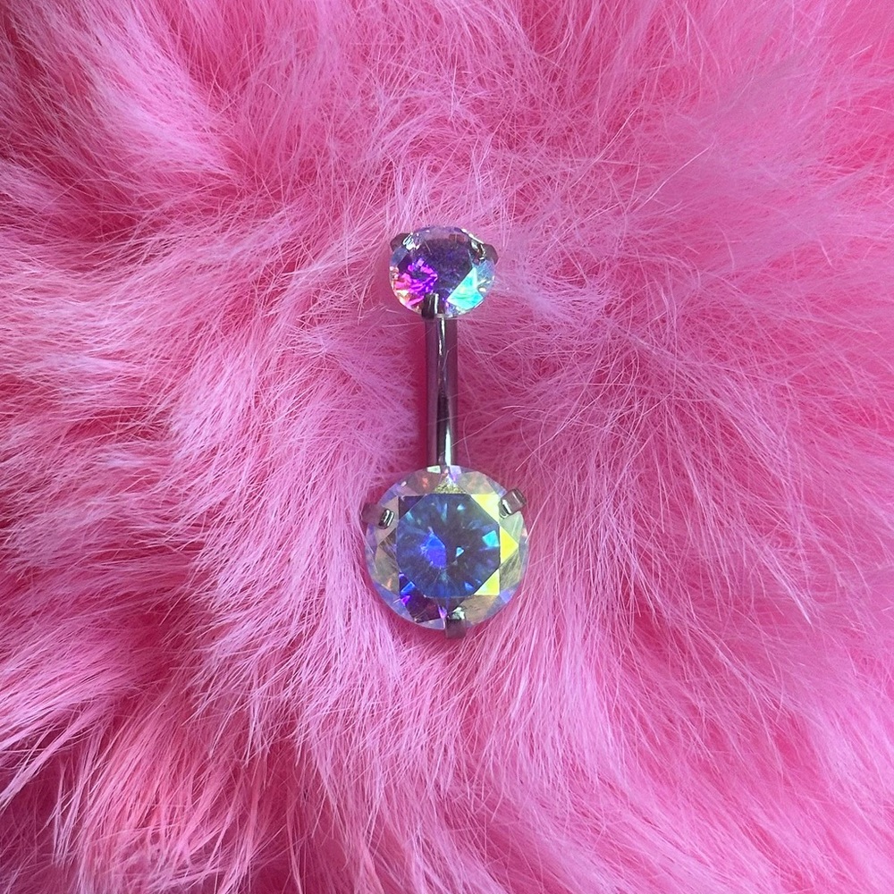 Cute Super Sparkly Multi-Color Cubic Zirconia Belly Ring